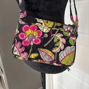 Vera Bradley Floral Pink and Green Pattern Quilted Bag, Adjustable Strap